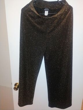 Ashley Blue Metallic Sparkle Wide-Leg Pants in Black and Gold